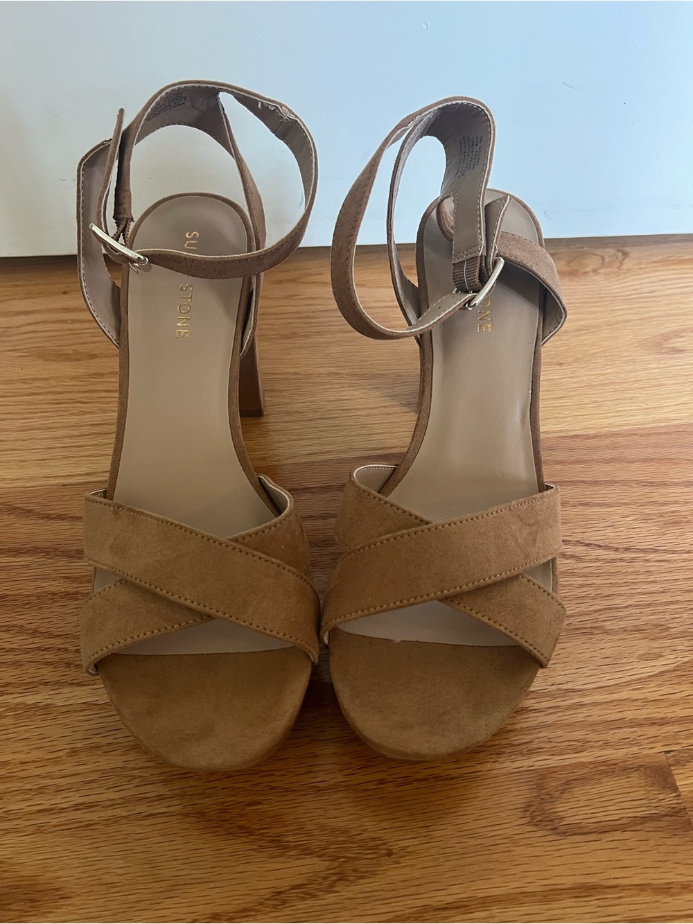 Sun and Stone Tan Suede Heeled Sandal